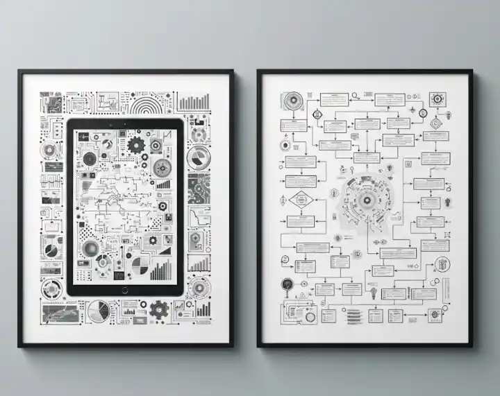 Diagramas e ilustraciones sobre inteligencia artificial utilizados en las formaciones de Befoun